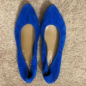 Blue suede flats